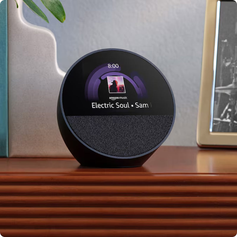 Echo Spot (2024 Release), Smart Alarm Clock with Vibrant Sound and Alexa - Ocean Blue